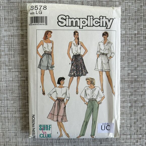 Simplicity Sewing Pattern Womens SKIRT PANTS SHORTS 8578 Surf Club L UNCUT - Picture 1 of 2